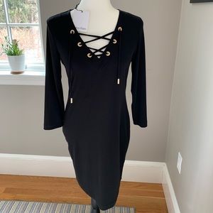 Blk Calvin Klein lace up dress